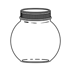 silhouette circular glass container with lid vector illustration