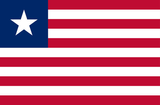 eps 10 vector Liberia flag. Liberian flat style flag with stripes and star emblem