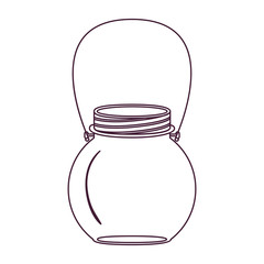 silhouette circular glass container with handle vector illustration