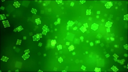 Falling Cubes Animation - Loop Green - Powered by Adobe