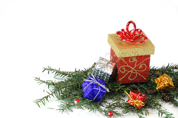 Christmas decoration on white background