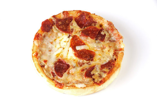 single pizza isolated on white background