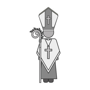 priest or reverend man with christian catholic religious icons over white background. vector illustration