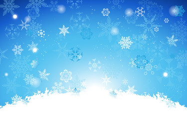 White And Gradient Light Blue Christmas background with snowflak