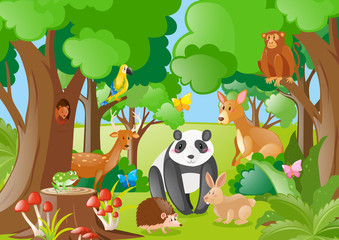 Fototapeta premium Wild animals living in the forest