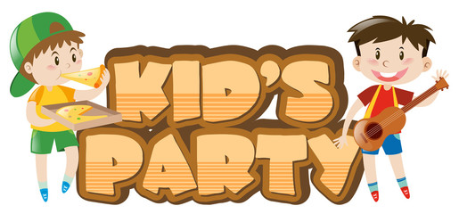 Poster design with boys at party