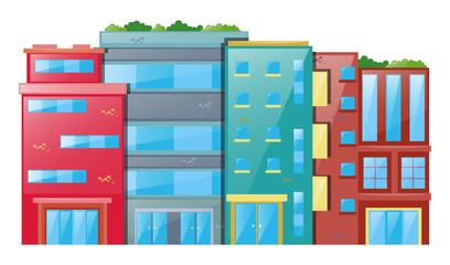 Many buildings on white background