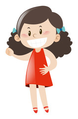 Happy girl in red dress
