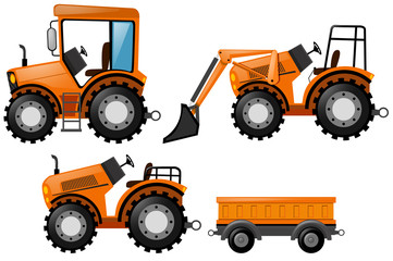 Obraz na płótnie Canvas Orange tractor and bulldozer