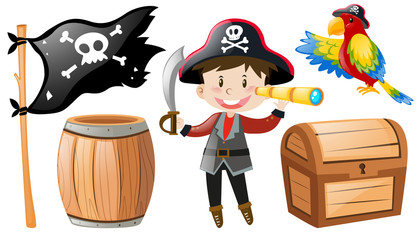 Pirate set with pirate and parrot