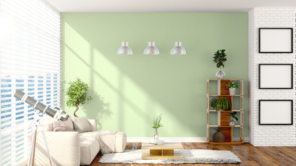 Modern bright interior . 3D rendering