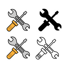 Wrench and Screwdriver icon set