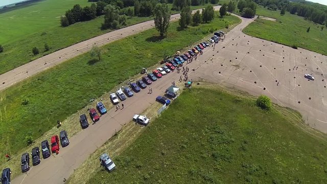 Aerial view of BMW e30 motor show