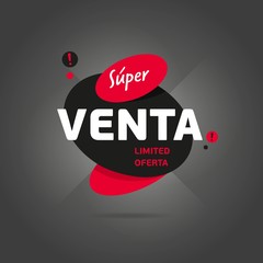 In English: Super Sale Limited Offer. Black Friday sale tag sticker vector isolated. Discount or special offer price tag on Black Friday. Promo offer or ad offer on special shopping day.