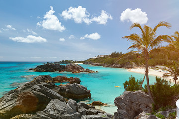 Caribbean coast with blue clear water