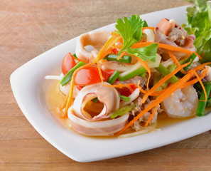 Thai  cuisine ,spicy  seafood salad