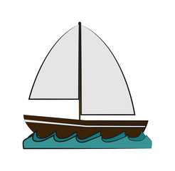 Sailboat icon. Ship nautical marine and summer theme. Isolated design. Vector illustration