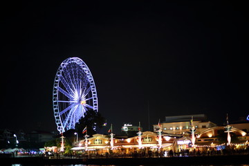 ferris wheel at Asiatique The Riverfront in Bangkok, Thailand.