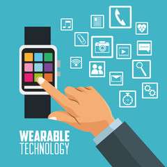 Smart watch and media apps icon set. Wearable technology gadget and application theme. Vector illustration
