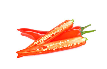 Red chili peppers  on white background