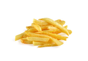 French fries on  white background.