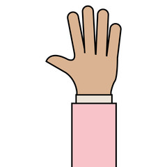 human arm and open hand making a expression over white background. vector illustration
