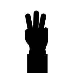 silhouette of human arm and hand making a number expression over white background. vector illustration