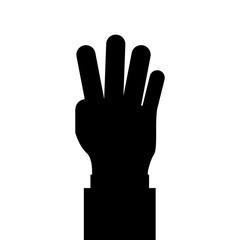 silhouette of human arm and hand making a number expression over white background. vector illustration