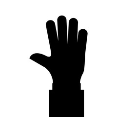 silhouette of human arm and hand making a expression over white background. vector illustration