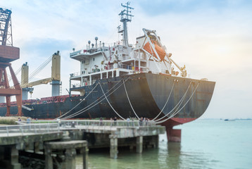 Fototapeta premium Cargo container ship at harbor.