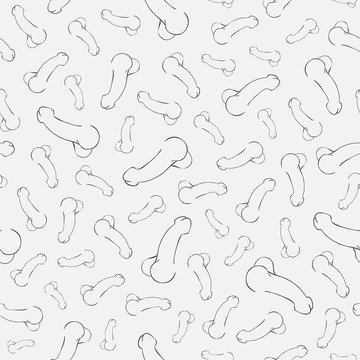 human penis illustration, seamless pattern