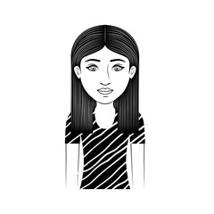 silhouette of teenager girl wearing casual clothes over white background. sketch design. vector illustration