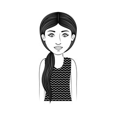 silhouette of teenager girl wearing casual clothes over white background. sketch design. vector illustration