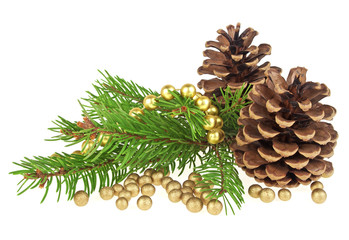 Christmas decorations on a white background