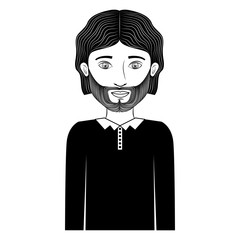 silhouette of teenager boy wearing casual clothes over white background. sketch design. vector illustration