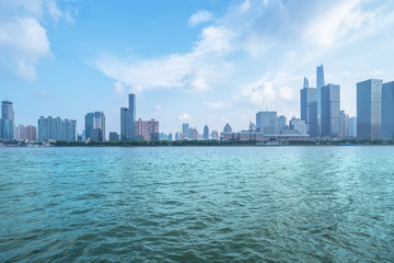 Downtown City skyline along the River in China.