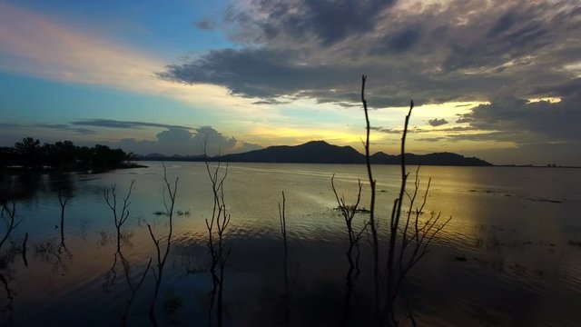 dusky sky of bangpra reservoir lake chonburi thailand