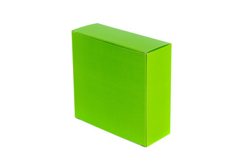 Green Box or green paper package box isolated on White backgroun