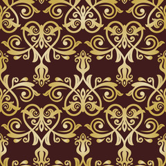 Obraz premium Seamless oriental pattern in the style of baroque. Traditional classic ornament. Brown and golden pattern