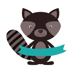 Little animal concept about cute raccon with blue ribbon design, vector illustration 