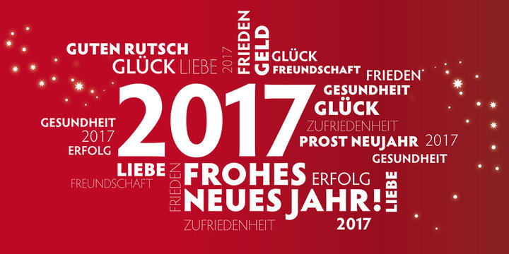 2017 Neujahrsgruss rot - Wünsche auf deutsch