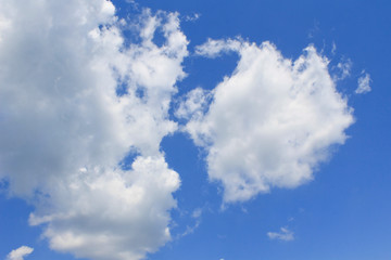 White clouds in the blue sky