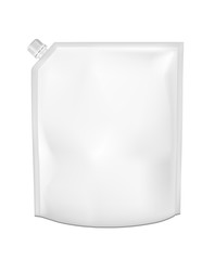 White empty plastic packaging with cap. Blank foil sachet