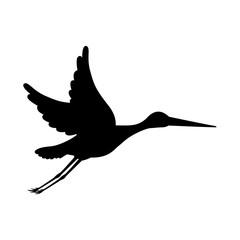 silhouette of stork bird flying icon over white background. vector illustration