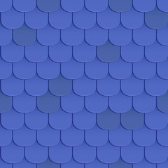 Shingles roof seamless pattern. Blue color. Classic style. Vector illustration