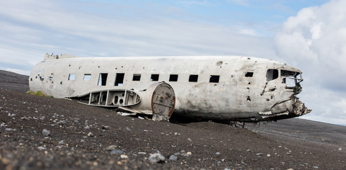 The abandoned wreck of a US military plane on Southern Iceland