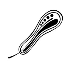 Vector hand drawn illustration, decorative ornamental stylized feather. Black and white graphic illustration isolated on the white background. Inc drawing silhouette.