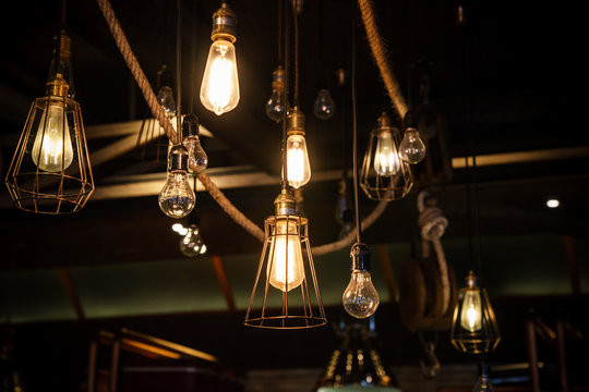 Edison light bulb decor glowing