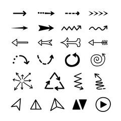 Сollection of arrows, hand-drawn. Vector arrow icons.