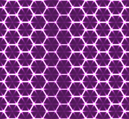 Honeycomb seamless pattern. Vector geometric background, luminous style